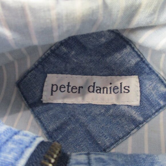 VINTAGE Peter Daniels Jacket Adult Medium Blue Denim Acid Wash Grunge 80s Bomber - Picture 6 of 15